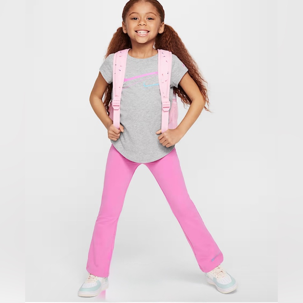 Nike gray short sleeve t-shirt and pink flare leggings set /Size: 12 months